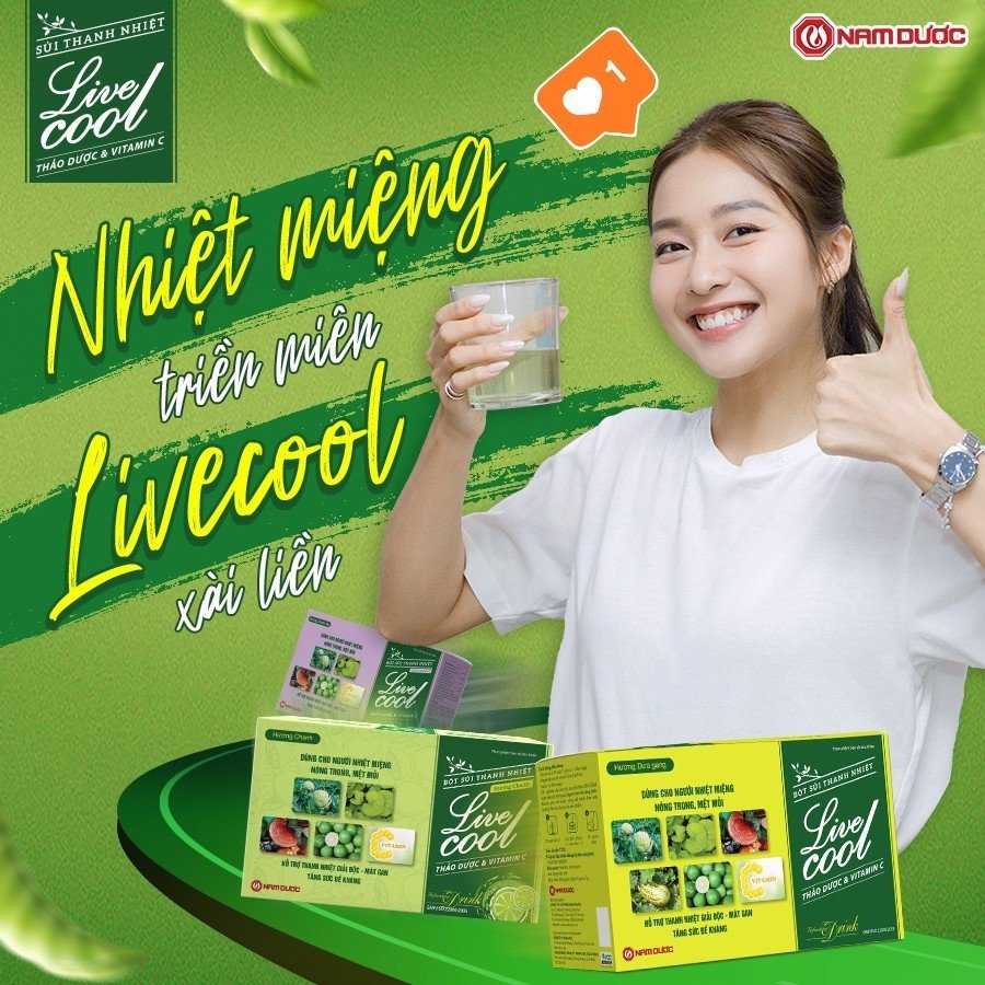 Bột sủi thanh nhiệt Livecool Nam Dược hương chanh dây hộp 10 gói x 7gr