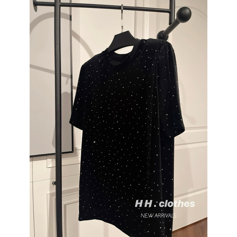 Áo Nhung Đính Đá Kim Sa Dáng Giấu Quần Siêu Hot Hàng Chuẩn Ảnh Loại 1