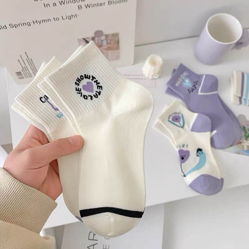 Tất vớ nữ cổ ngắn phong cách Hàn Quốc hiện đại, chất liệu cotton co giãn thoáng khí - Ekiu Shop