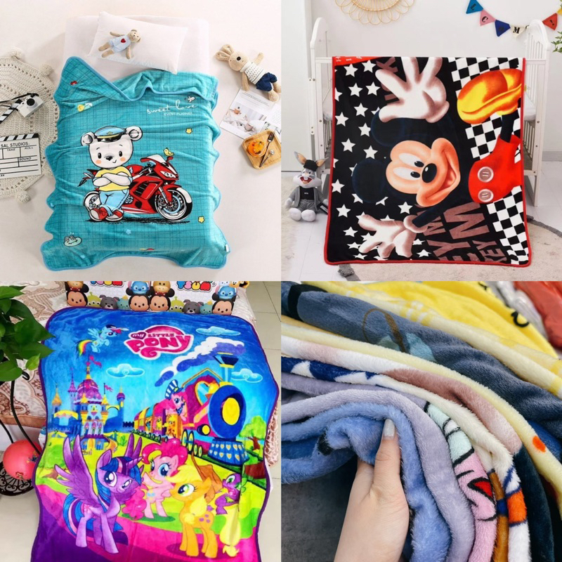 Chăn cho bé đi học chăn tuyết nhung cho bé hình ngộ nghĩnh chất tuyết nỉ nhung mềm mịn , rất an toàn cho bé KT 1m x 1m4