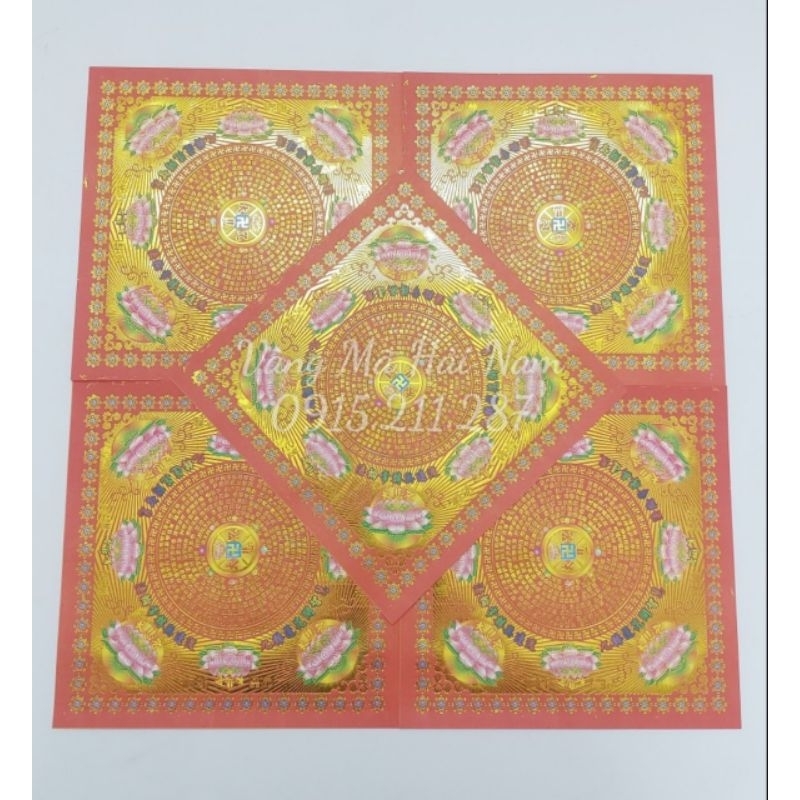 Giấy Xếp Hoa Sen Kinh Chú Đại Bi Đỏ & Vàng Hai Mặt KT:19x19cm - Hàng Đẹp