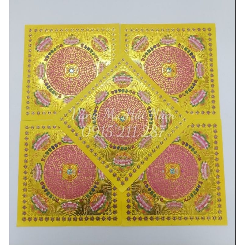 Giấy Xếp Hoa Sen Kinh Chú Đại Bi Đỏ & Vàng Hai Mặt KT:19x19cm - Hàng Đẹp