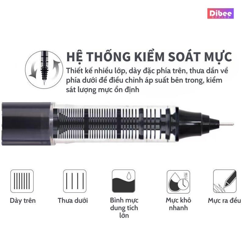 Bút bi nước mực gel DiBee nhanh khô ngòi 0.5mm cho học sinh văn phòng màu xanh đen đỏ bút Muji B69