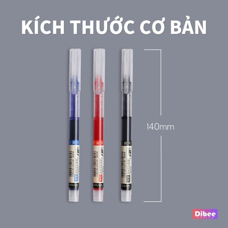 Bút bi nước mực gel DiBee nhanh khô ngòi 0.5mm cho học sinh văn phòng màu xanh đen đỏ bút Muji B69