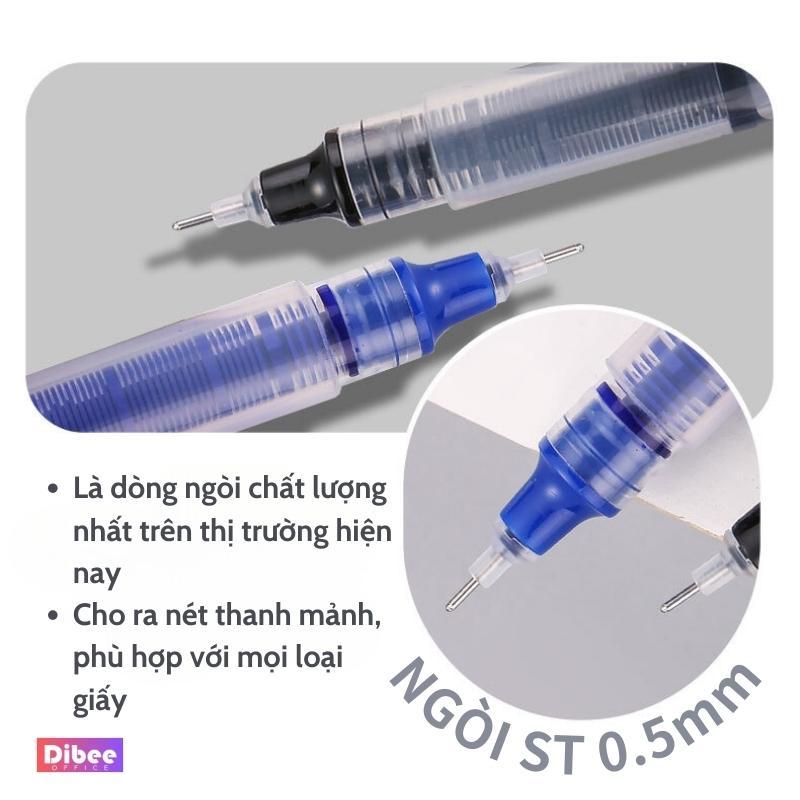 Bút bi nước mực gel DiBee nhanh khô ngòi 0.5mm cho học sinh văn phòng màu xanh đen đỏ bút Muji B69