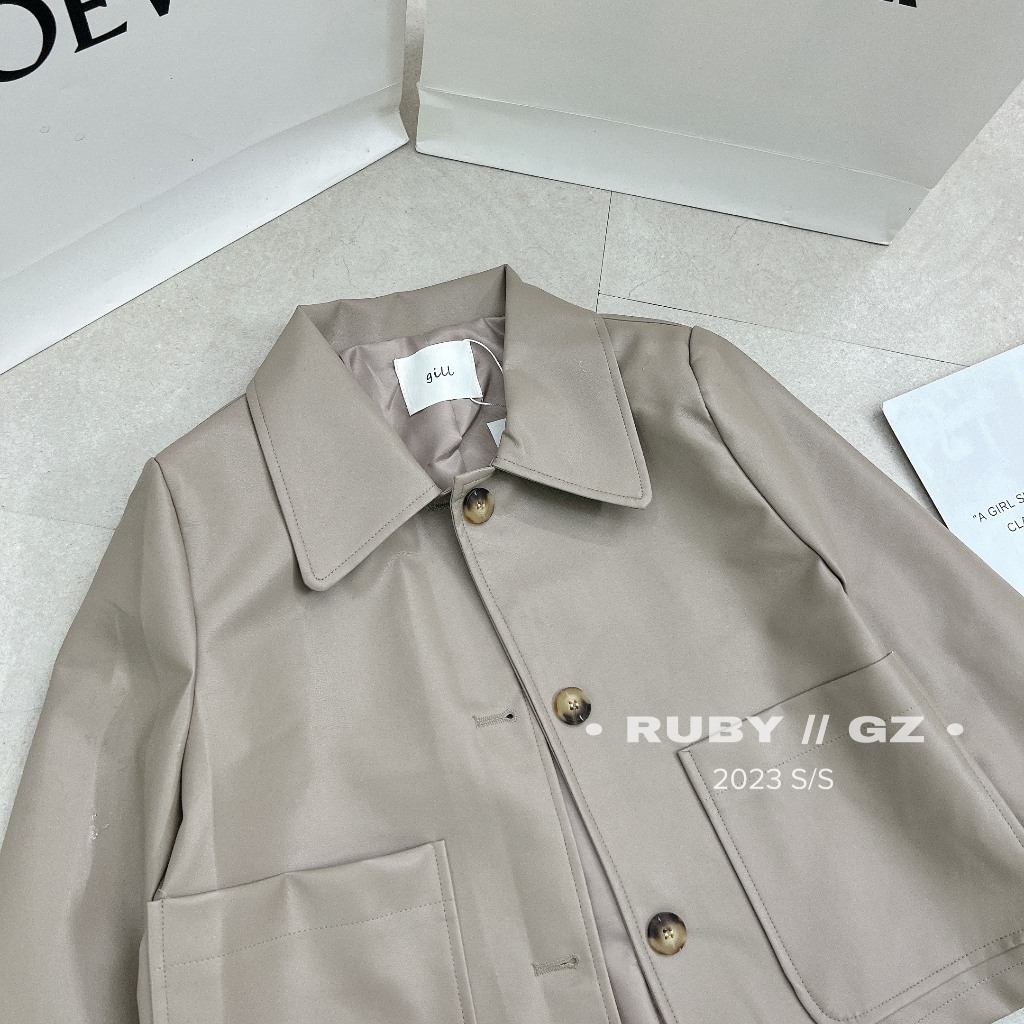 Áo Khoác Da Dáng Xuông Túi Vuông Hàng QCCC Style Tỷ Tỷ Douyin