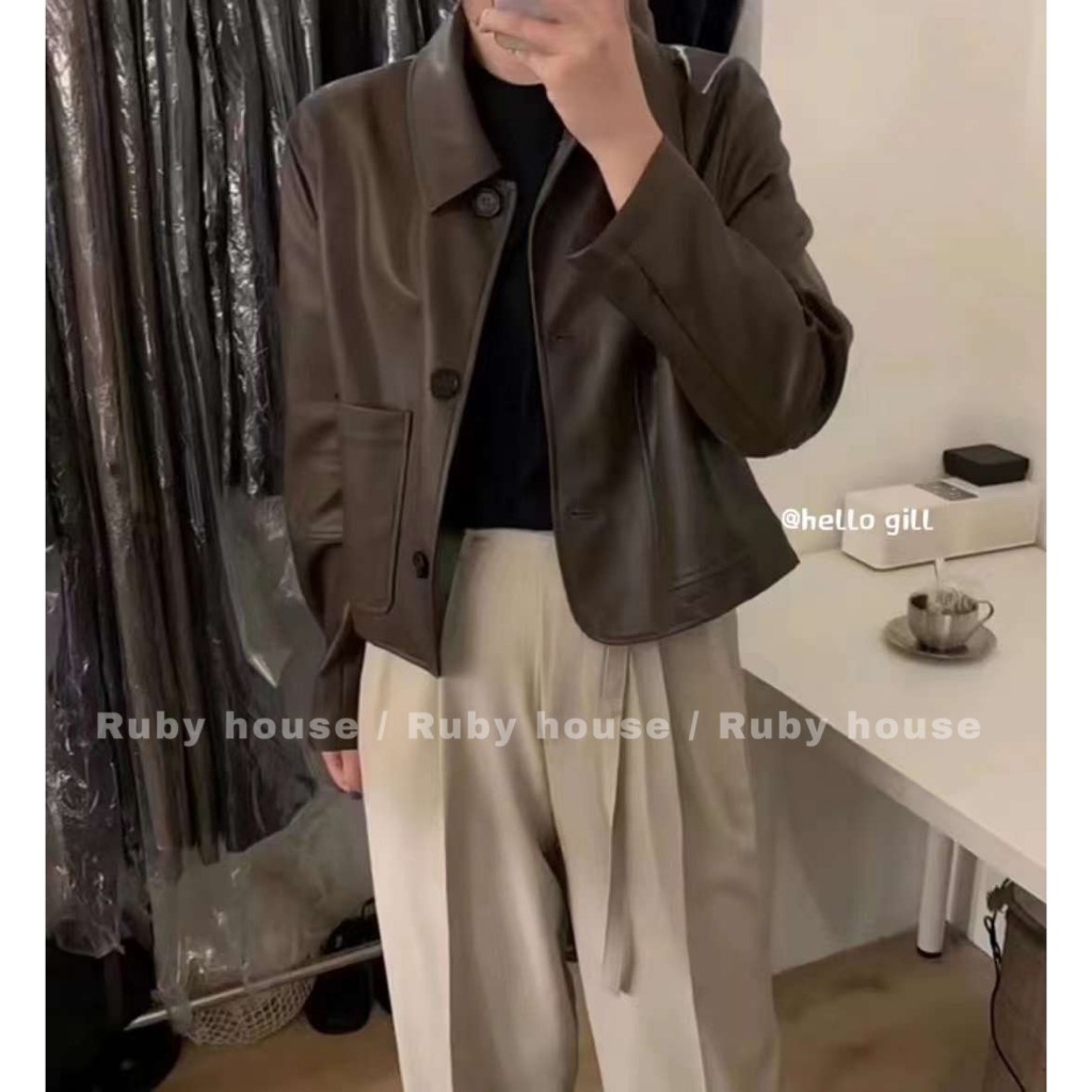 Áo Khoác Da Dáng Xuông Túi Vuông Hàng QCCC Style Tỷ Tỷ Douyin