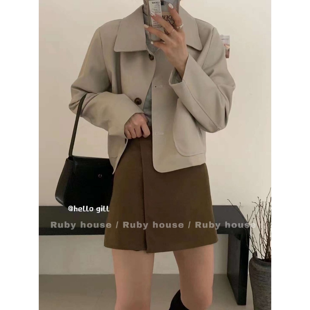 Áo Khoác Da Dáng Xuông Túi Vuông Hàng QCCC Style Tỷ Tỷ Douyin