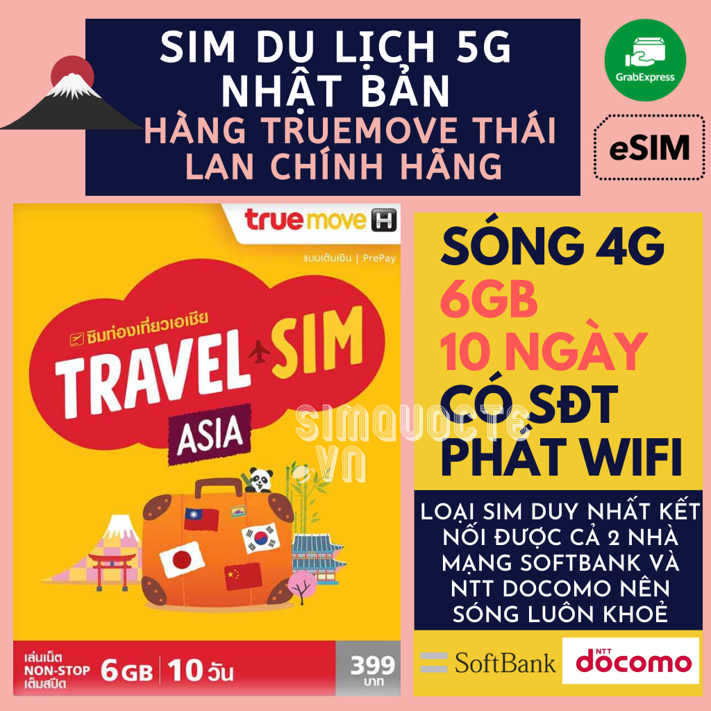 Sim du lịch Nhật Bản Hàn Quốc không giới hạn internet trong 10 ngày tốc độ cao