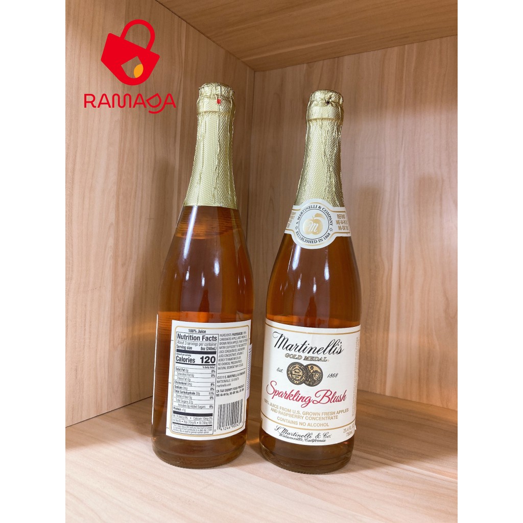 Nước ép trái cây từ Táo và mâm xôi Có Gas Martinellis Spark Blush 750ml