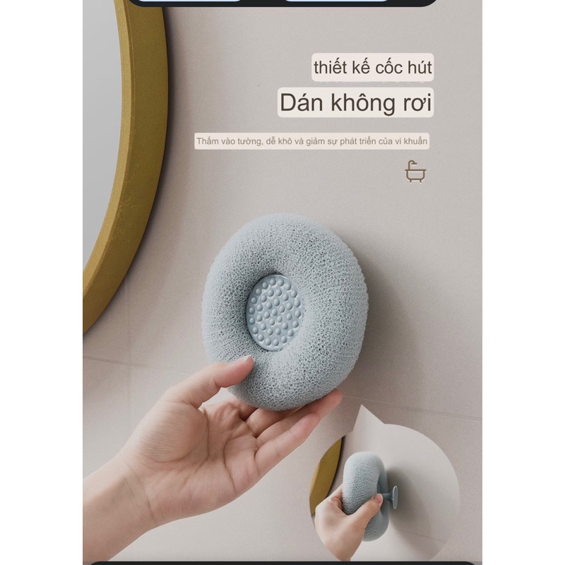 Bông Tắm Xơ Lưới Siêu Tạo Bọt Tẩy Tế Bào Chết Có Kẹp Ngón Tay Tiện Lợi