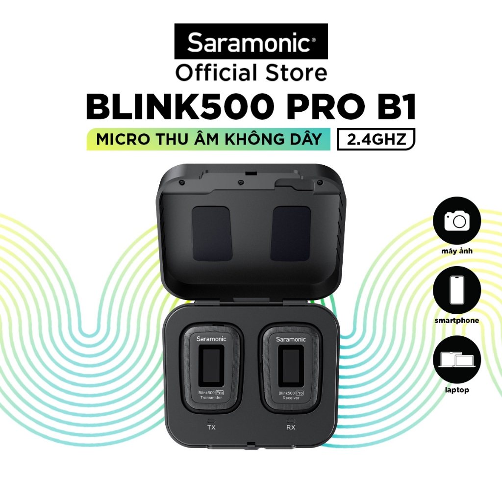 Micro Thu Âm Không Dây Saramonic Blink500 Pro B1 - Dành Cho Máy Ảnh - Bảo Hành Chính Hãng 24 Tháng