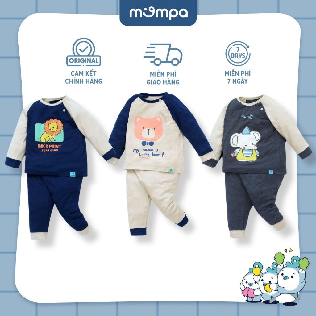 Bộ quần áo trẻ em Mompa dáng dài tay Jaglan cho bé 6-9M MP 314 - Chất liệu Modal siêu mềm mịn