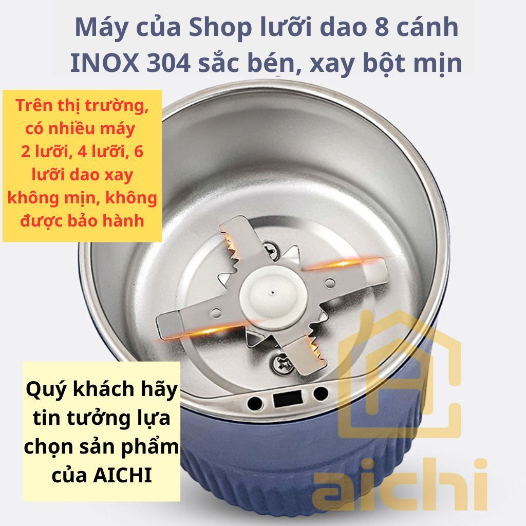Máy Xay Hạt Khô Siêu Mịn Công Suất 300W, Xay Cà Phê, Xay Hạt Khô Làm Bột Sữa Hạt, Bột Ăn Dặm Cho Bé - Aichi House