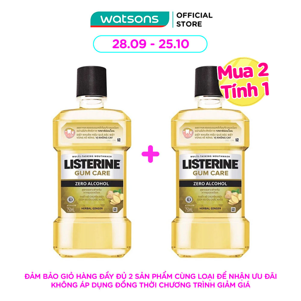 Nước Súc Miệng Listerine Gum Care Giúp Nướu Chắc Khỏe Vị Gừng Thảo Mộc 750ml