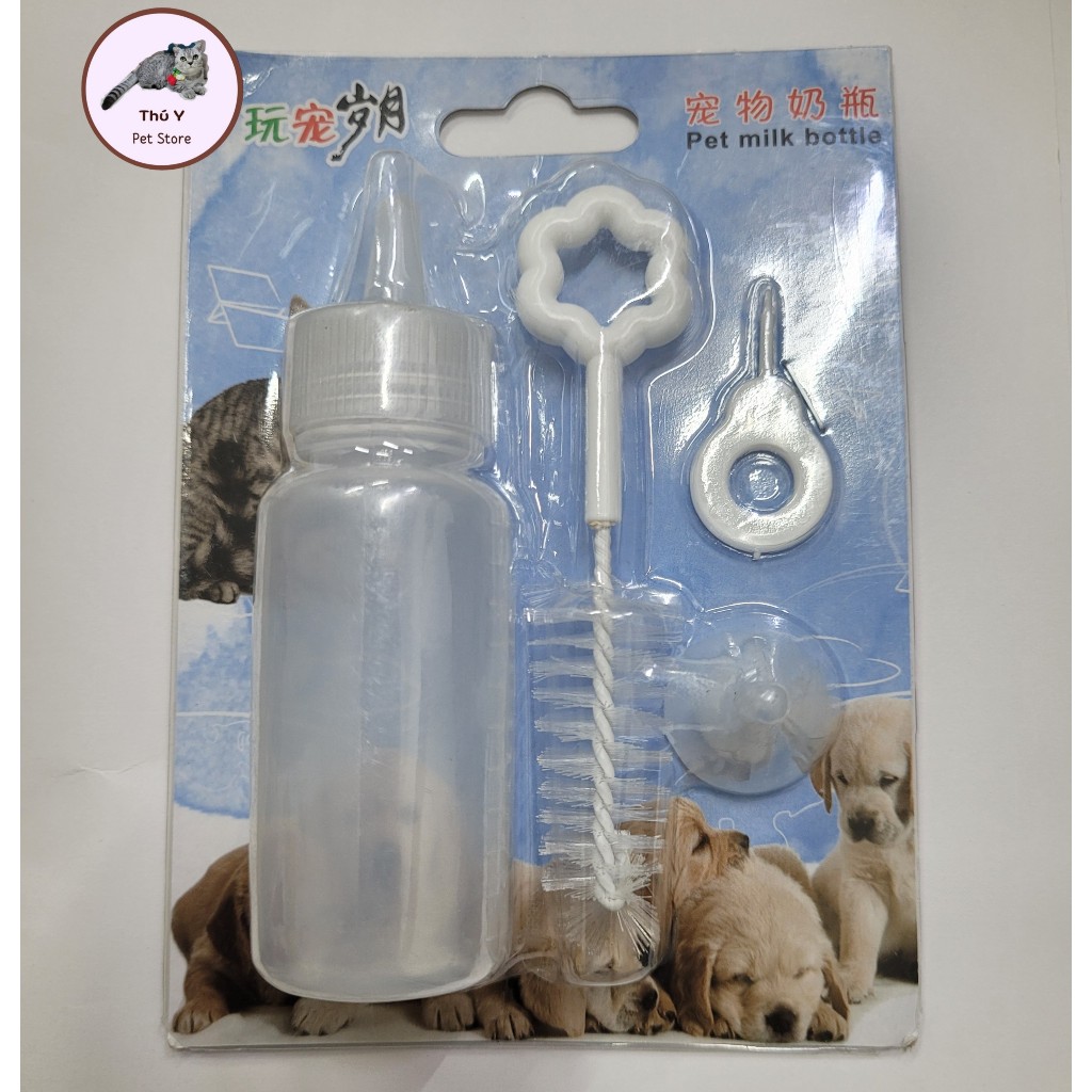 Bộ bình sữa cho chó mèo con, bình ti chó mèo