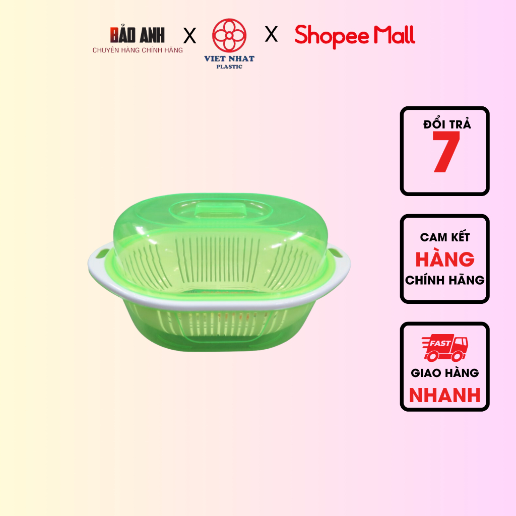 Bộ rổ chậu có nắp đậy Việt Nhật 2 size hàng cao cấp tiện lợi (MS:3271/3272)