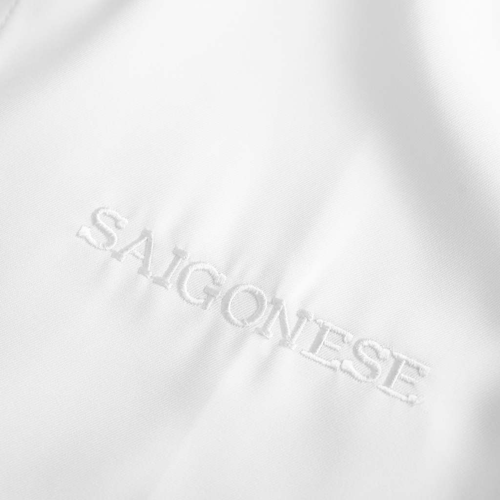 Áo Sơ Mi SAIGONESE Logo Thêu Vải Cotton Lạnh Form Rộng Unisex Nam Nữ / Đen
