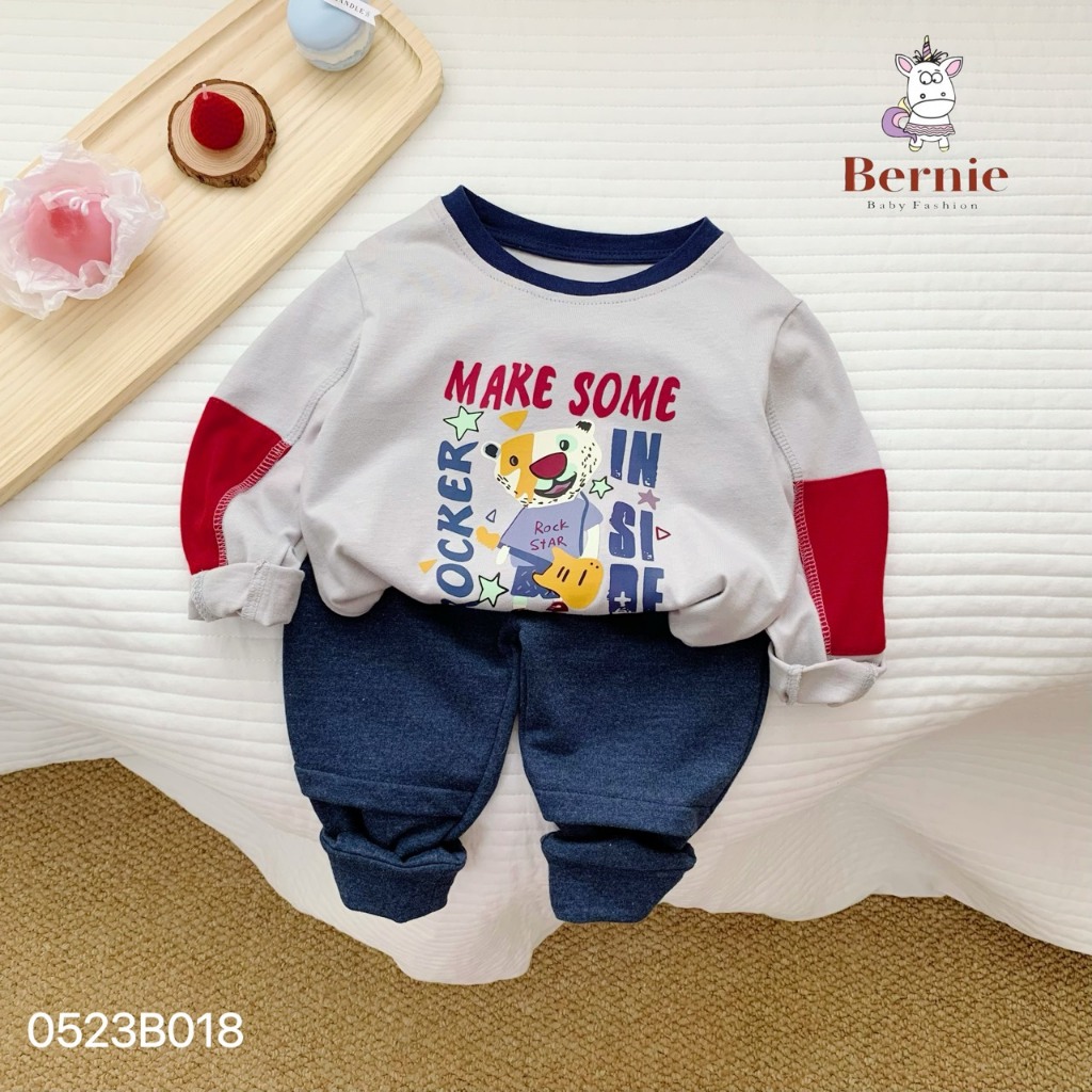 Bộ thu đông bé trai MAKE SOME NOISE Bernie - Bộ dài tay bé trai 0523B018