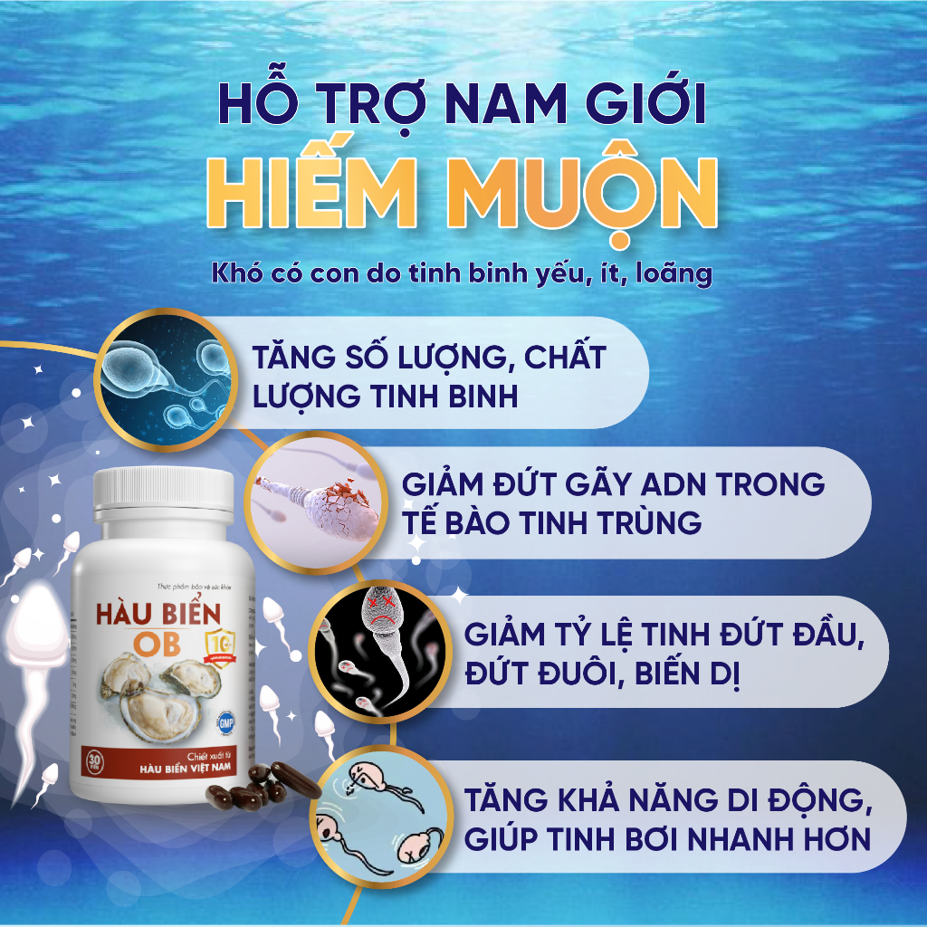 HOB-[Mua 6 tặng 1] Tinh chất hàu biển ob GrowGreenAz, tăng cường sinh lý nam giới hộp 30v | Hàu oyster