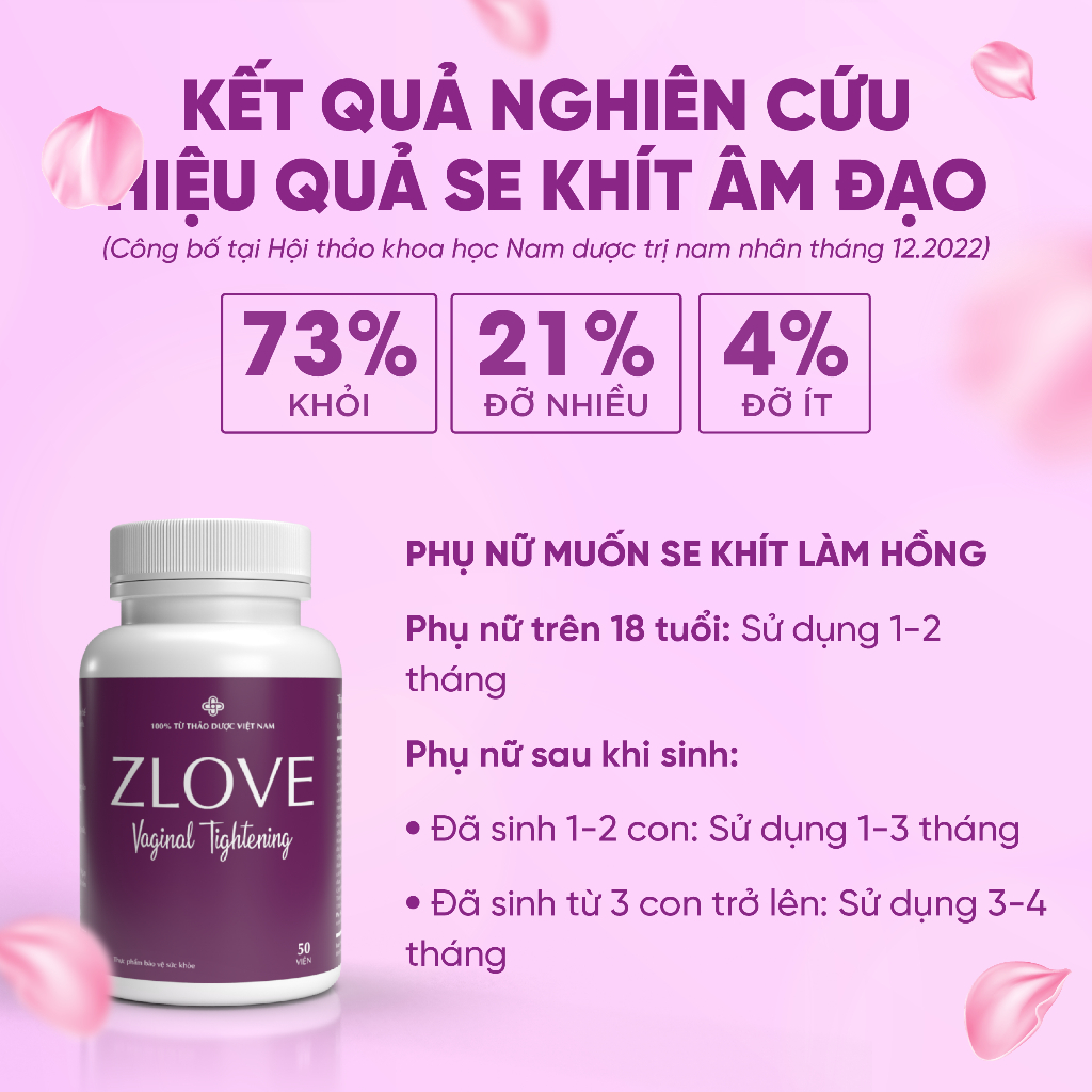 ZLV-Zlove - se khít, bôi trơn làm hồng vùng kín, tăng cường estrogen, tăng cường sức khỏe ( hộp 50 viên )