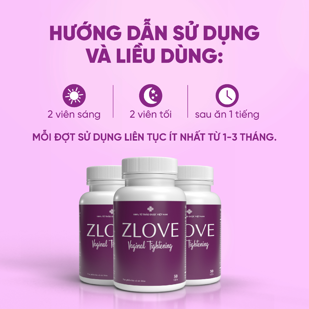 ZLV-Zlove - Thu hẹp, se khít vùng kín bị tổn thương, tăng cường nội tiết tố sau sinh ( hộp 50 viên )