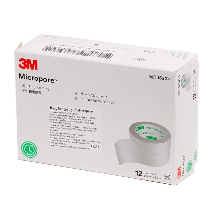 Băng keo giấy 3M Micropore 1530 hộp 12 và 24 cuộn