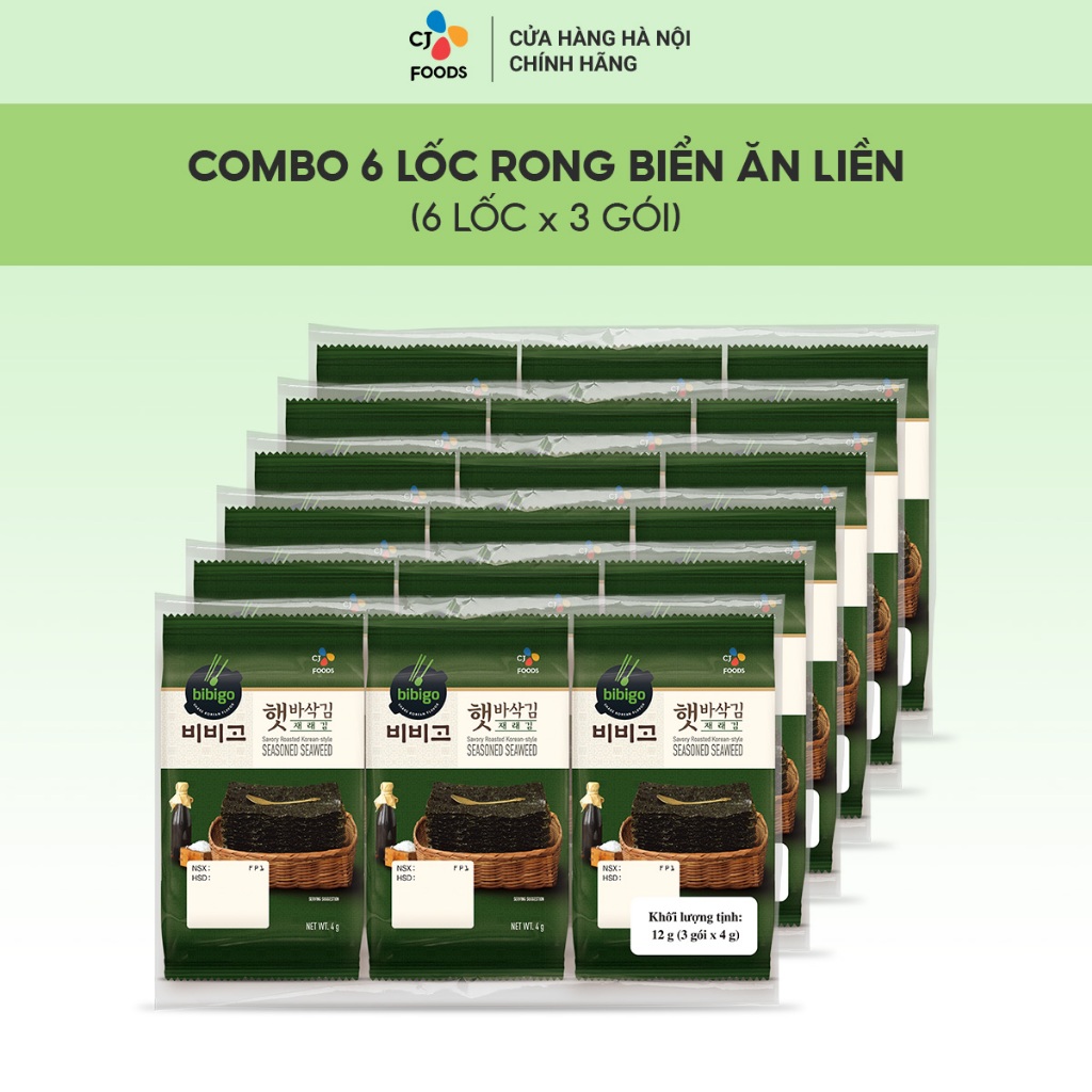 COMBO tiết kiệm Rong biển ăn liền Bibigo Hàn Quốc