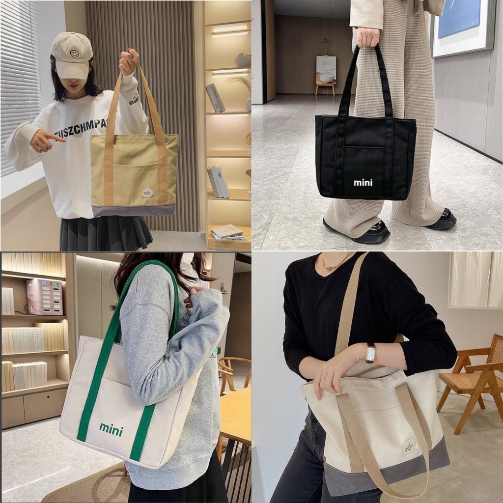 Túi tote đeo vai nữ thời trang vải canvas hàn quốc đi học đi chơi làm đựng laptop sách vở laptop M114