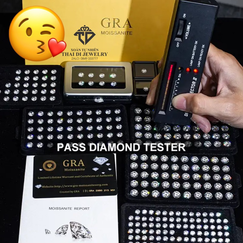 Nhẩn nử vàng trắng 14k kim cương moissanite chủ 5.4 mm