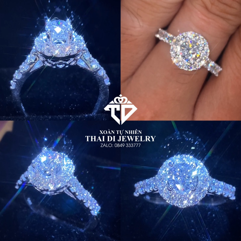 Nhẩn nử vàng trắng 14k kim cương moissanite chủ 5.4 mm