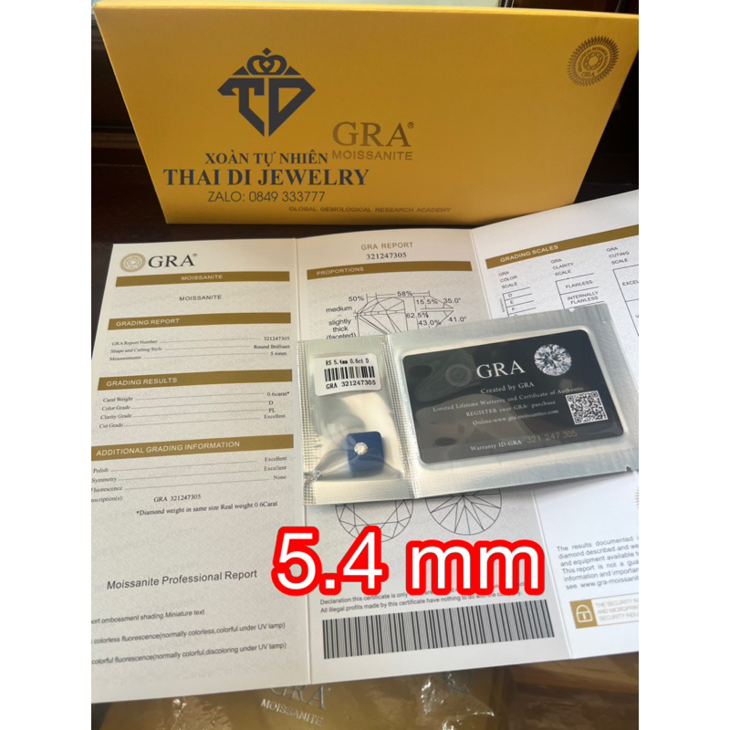 Nhẩn nử vàng trắng 14k kim cương moissanite chủ 5.4 mm