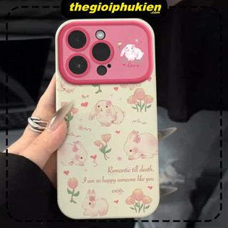 Ốp lưng iphone khung camera Thỏ và hoa dành cho ip 6/7/8/plus/x/xr/xs/11/12/13/14/15/pro max - st2017