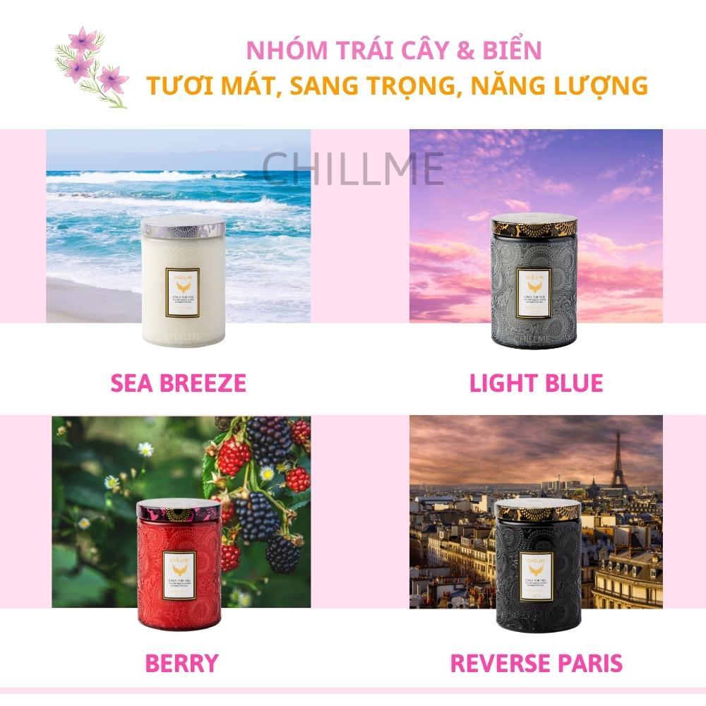Nến thơm tinh dầu size L Chillme 785g sáp đậu nành không khói hương thơm thư giãn nhẹ nhàng