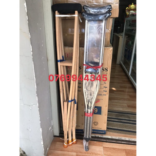 (Hoả tốc HCM) Nạng chống nách bằng gỗ đế vàng cao cấp