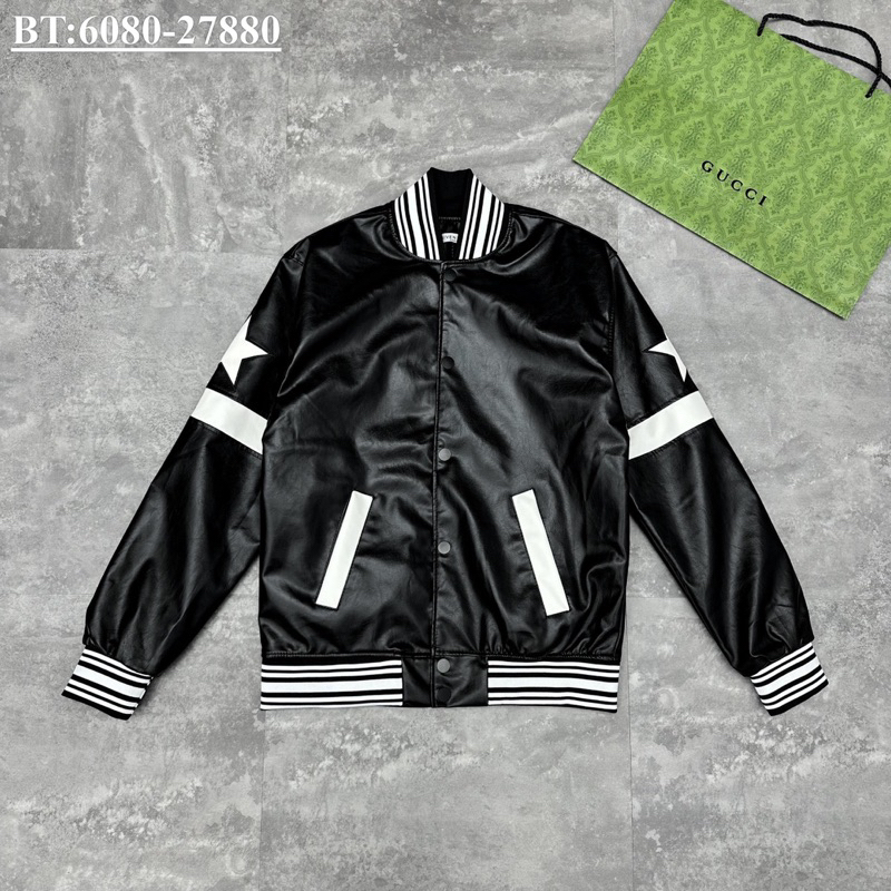 Áo khoác bomber da phối viền bản SUPPER hàng QC cao cấp
