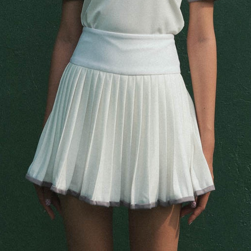 Chân váy trắng viền xám monogram ALOE SKIRT NYA Sportyf S22-SK03