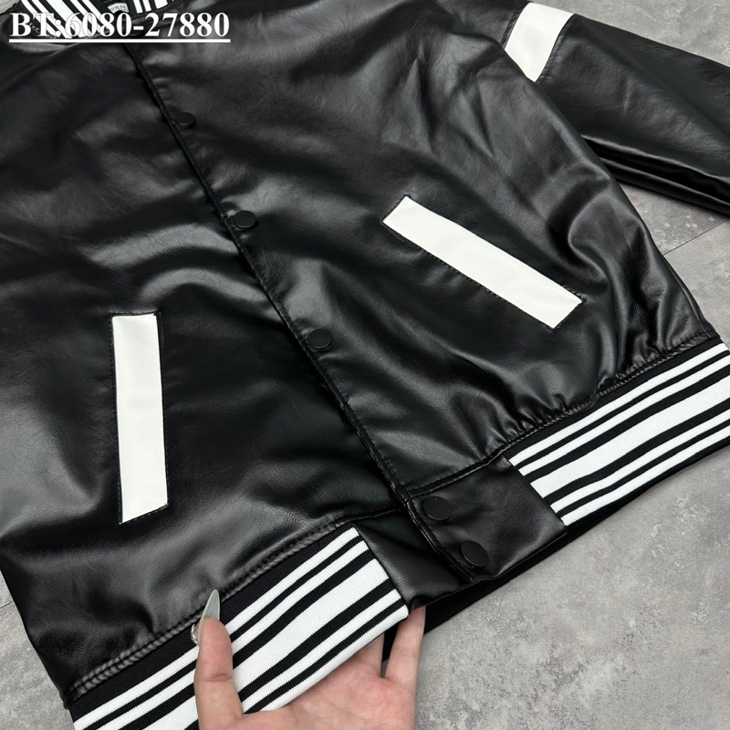 Áo khoác bomber da phối viền bản SUPPER hàng QC cao cấp