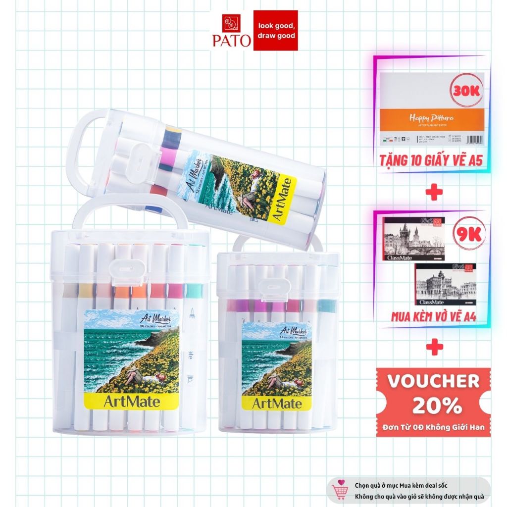 Bút Màu Marker Touch Cool 2 Đầu Tô Màu Dạ Vẽ Tranh Anime, Bút Lông Màu Marker Tô Vẽ 12-108 Màu Kèm Hộp Đựng Cao Cấp