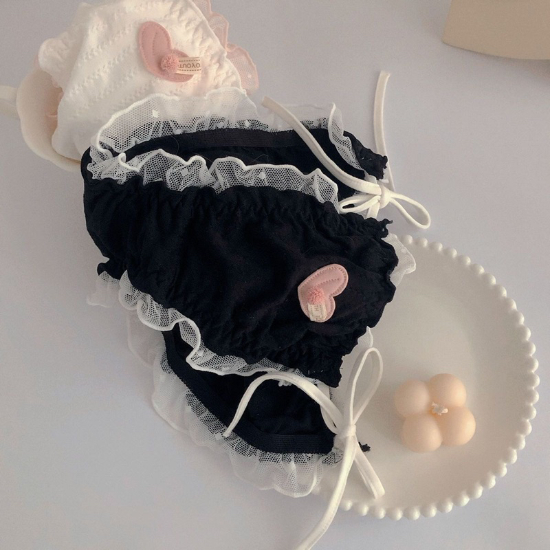 Quần lót cotton phối ren cột dây hai bên M006