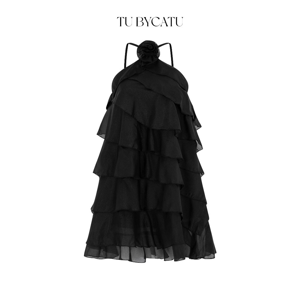 TUBYCATU | Đầm yếm nhiều tầng bèo anne black dress