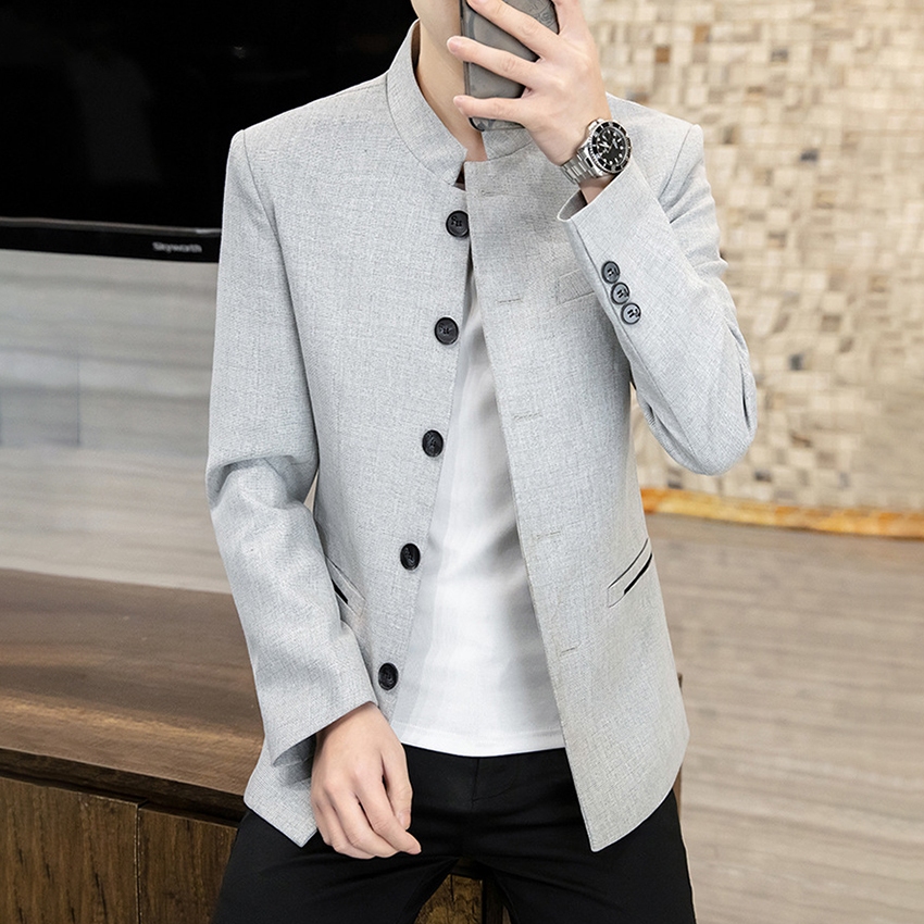 Vest nam Áo vest nam chất liêu Polyesster dày dặn cổ tàu phong cách hiện đại N56