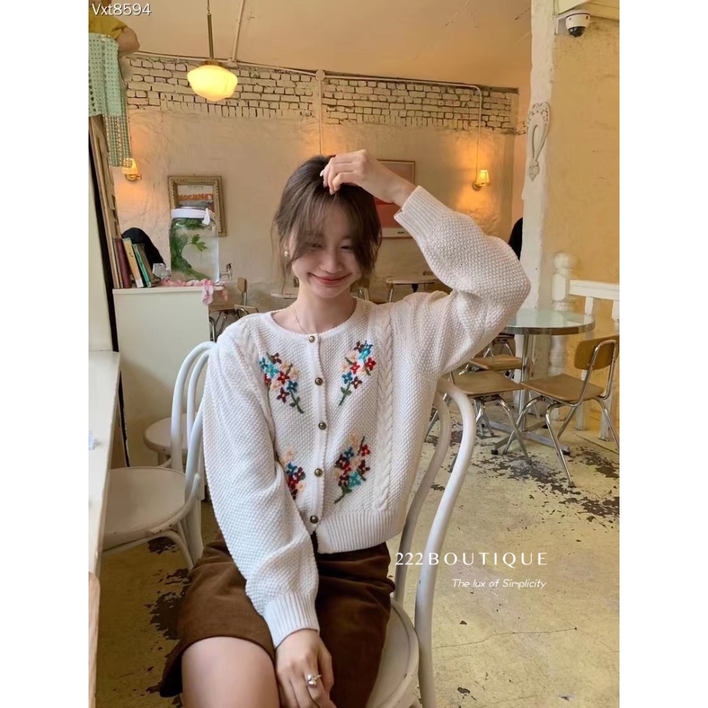 Áo len thêu HQ Mimosa S7332