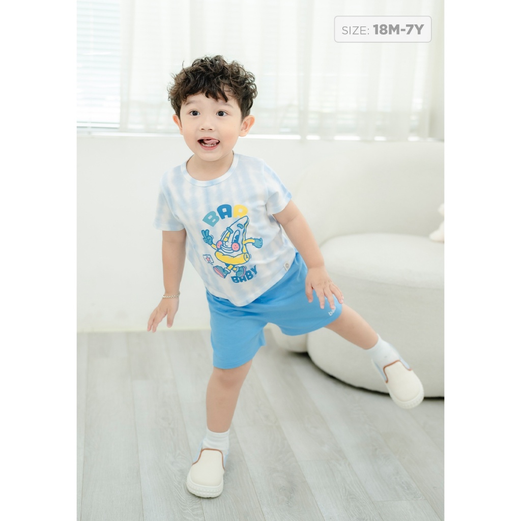 Đồ bộ cho bé trai, bé gái ngắn tay in họa tiết ,set đồ bộ cotton cho bé từ 1-7 tuổi Baa Baby - BT-DB10N