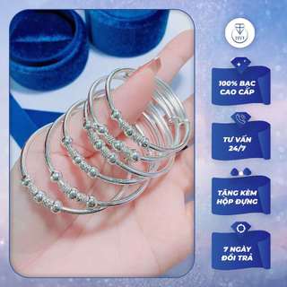 Lắc tay Bạc cho bé dáng tròn, Vòng tay Bạc 925 cao cấp quà tặng trẻ em kèm hộp đựng - Trang Sức Cao Cấp HVJ