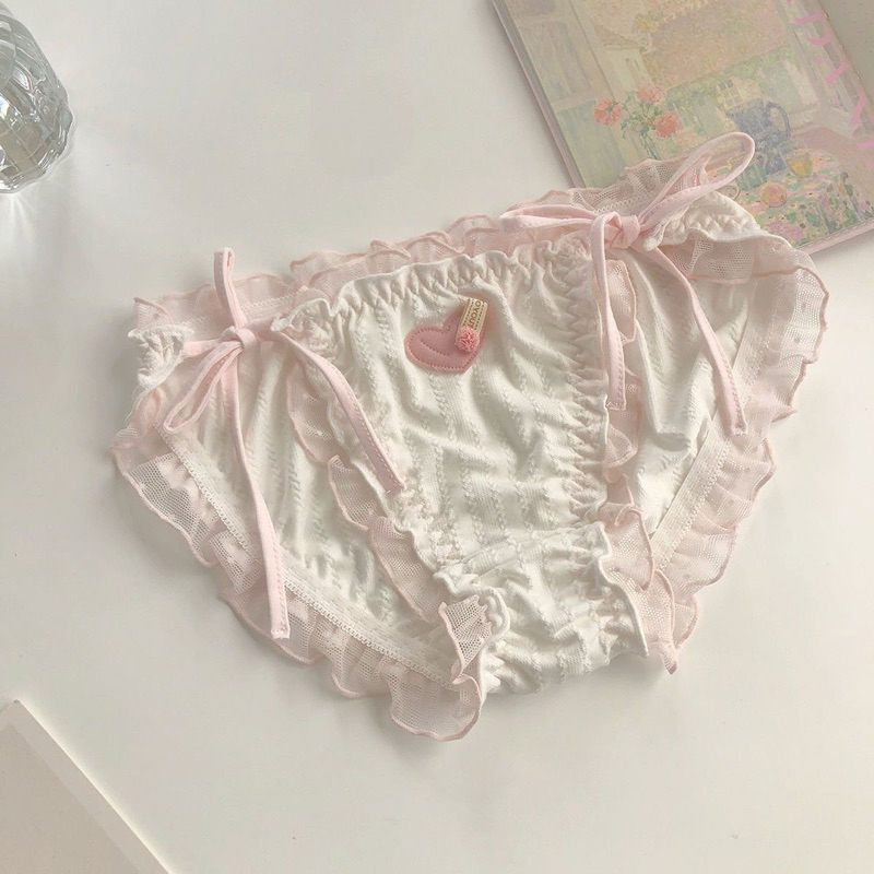 Quần lót cotton phối ren cột dây hai bên M006