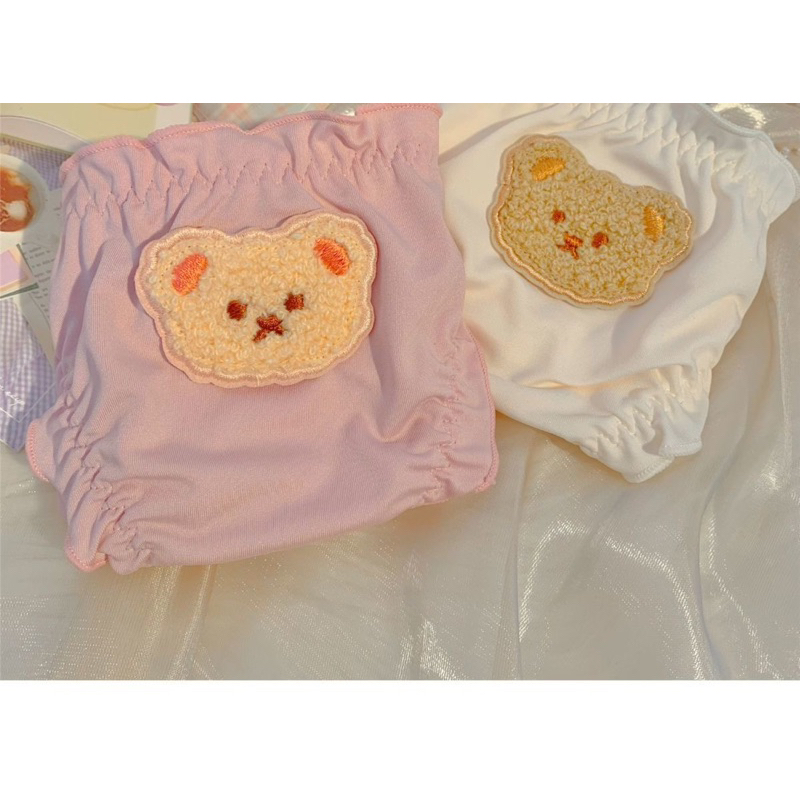 Quần lót cotton nữ cột dây hai bên thêu hình gấu dễ thương Chippi Underwear M007