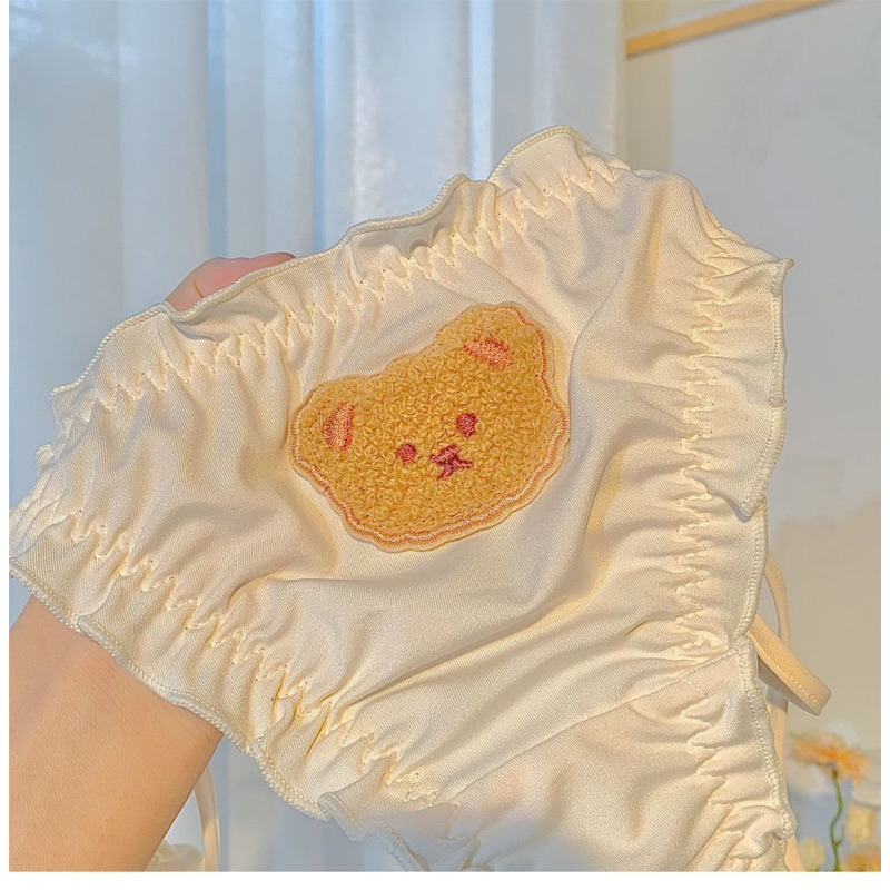 Quần lót cotton nữ cột dây hai bên thêu hình gấu dễ thương Chippi Underwear M007