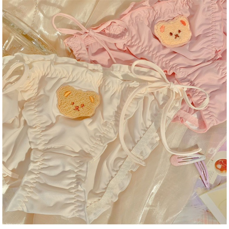 Quần lót cotton nữ cột dây hai bên thêu hình gấu dễ thương Chippi Underwear M007