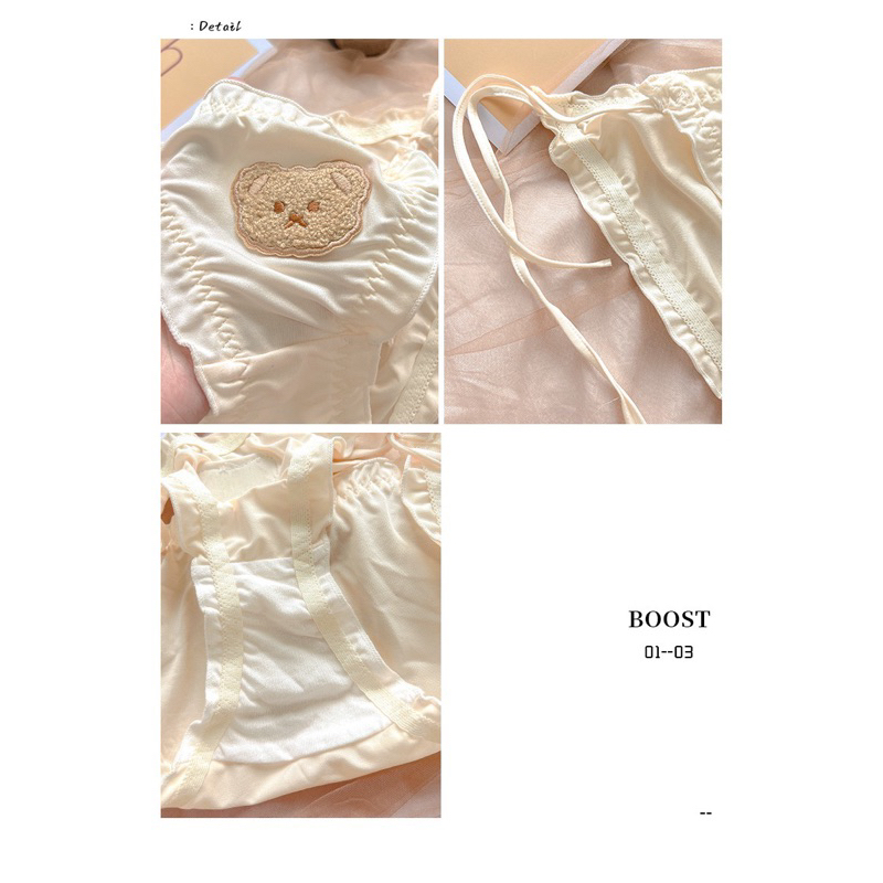 Quần lót cotton nữ cột dây hai bên thêu hình gấu dễ thương Chippi Underwear M007